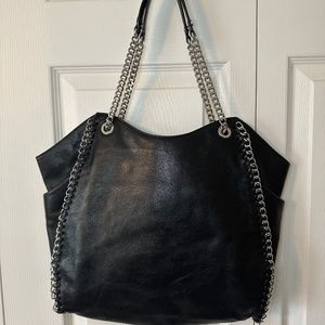 Michael Kors Chelsea Black Leather Chainlink Shoulder Bag